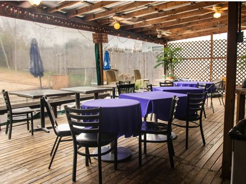 Covered patio deck at Bar South